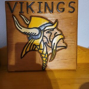 Large Vintage HandCarved Vikings Sign